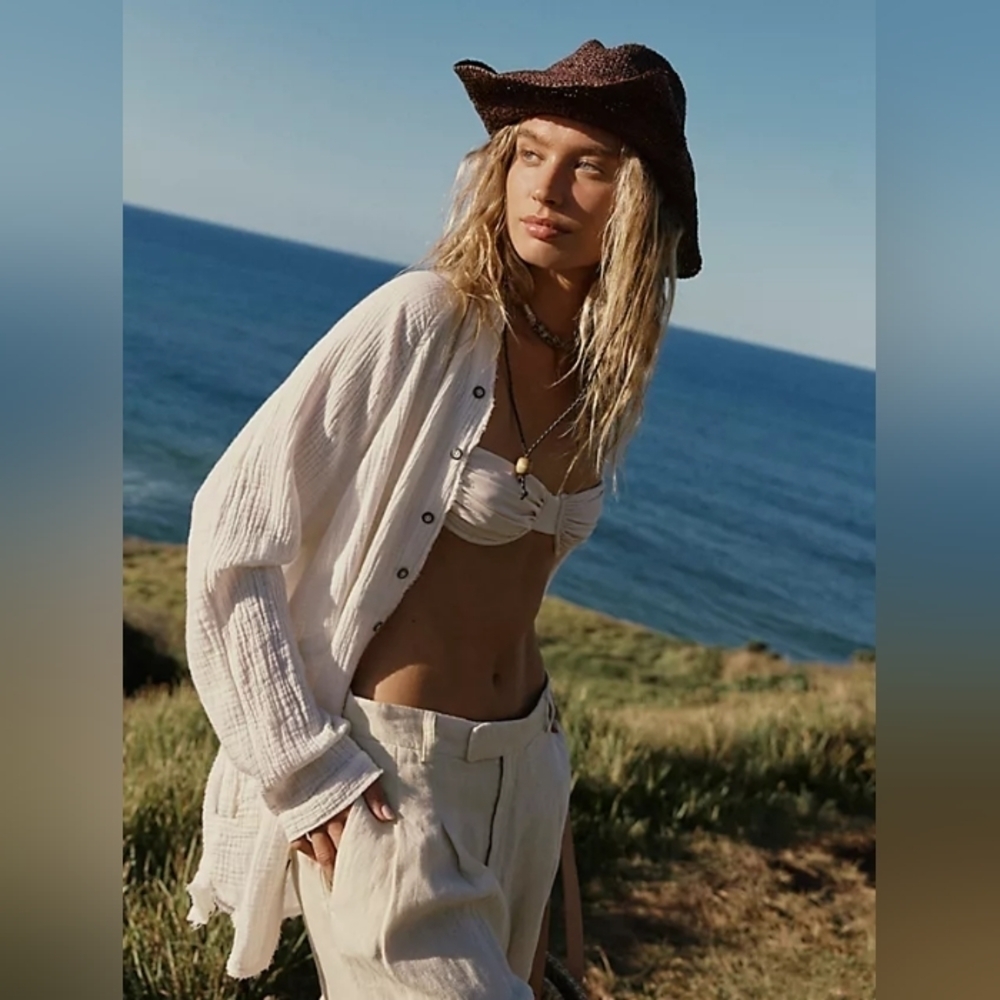 Free people We The Free Summer Daydream gauze cotton oversized Buttondown sz S